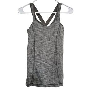 Lululemon Run For The Gold Tank Heather Gator Green Camo Bra Size 4